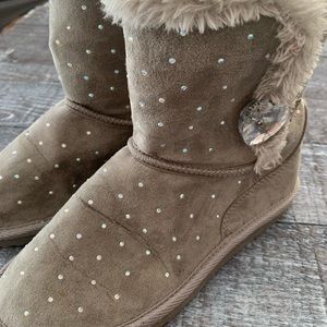 Piper Faux Suede Crystal Accent Boots